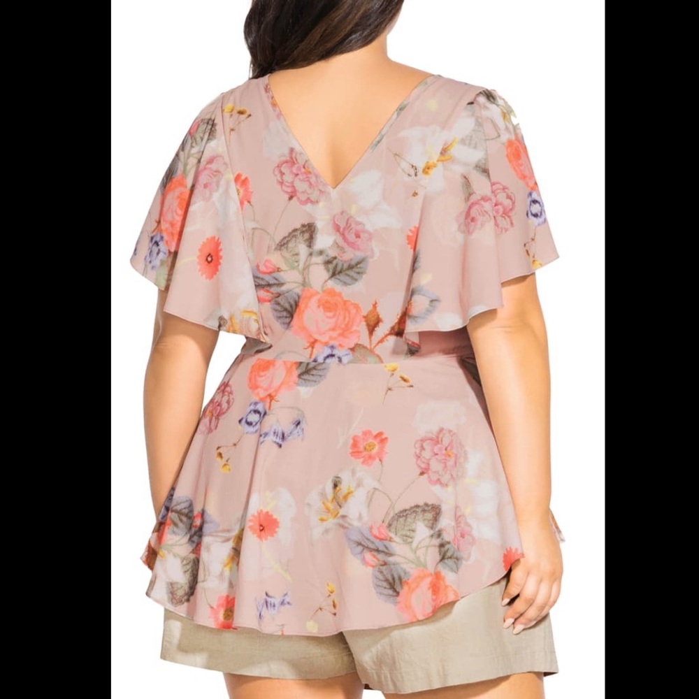 City Chic Summer Rose Ruffle Top - Picture 2 of 9